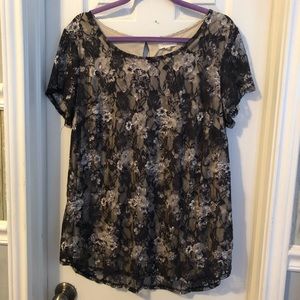 Adiva white and black lace blouse